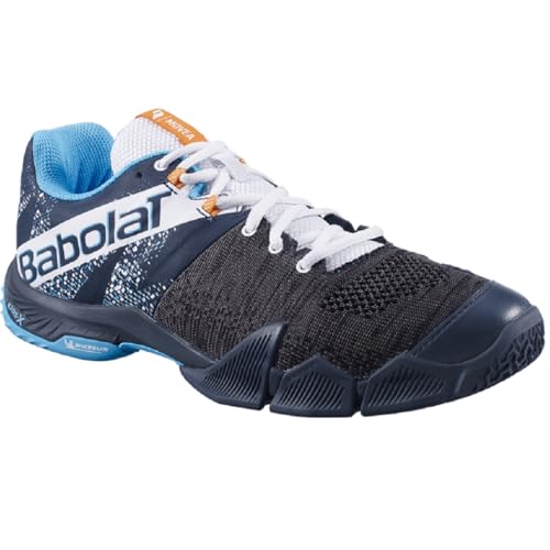 Babolat Scarpe Da Padel Uomo Movea Men-Tenuta E Ammortizzazione-2 Cinghie Potenti-Suola Traspirante Ortholite-Marca Francese-Grey, Grigio Scuba Blue,