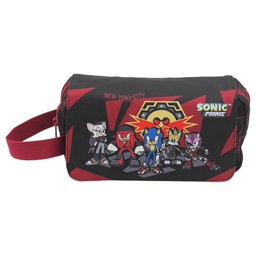 Cypbrands Sonic- Borsa Da Toilette, Borsa Da Toilette, Carryall, Doppia Cerniera, Colore Rosso, Prodotto Ufficiale (Marchi Cyp)