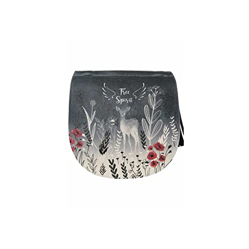 Dogo Femme Cuir Vegan Bleu Sac D'Épaule - Free Spirit Motif