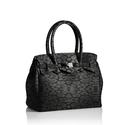 Save My Bag T-Miss Plus Animalier, Borsa Donna, Leopard Jetblack Satin