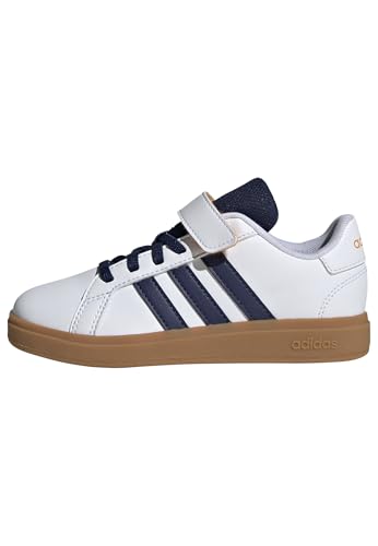Adidas Grand Court 2.0 Shoes Children, Scarpe Da Tennis, Ftwr White/Dark Blue/Gum10, 28 Eu
