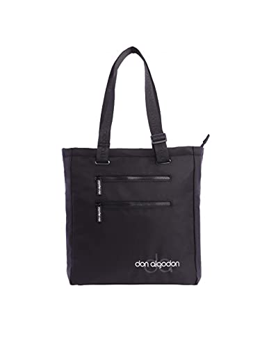 Don Algodon Spalla Donna-The Shopping Borse Borsa Tote Bag-Borsello-Grande Capacità-Nero-Zoe, 32 X 10 X 35 Cm
