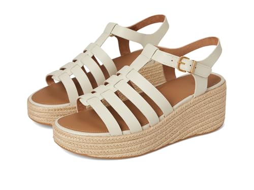 Fitflop Platfforms Espadr. Leather Fisherman Wedge Sandals, Sandali Con Zeppa Donna, Beige, 41 Eu