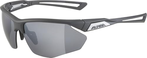 Alpina Nylos Hr - Occhiali Sportivi Per Adulti, Colore Grigio Opaco, Taglia Unica, 100% Protezione Uva, Uvb E Uvc