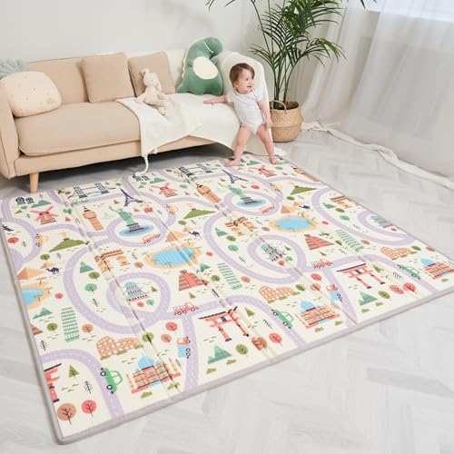 Tappeto Gioco Bambini Pieghevole 150X180X1Cm Palestrina Neonato Montessori Reversibile Non Tossico E Impermeabile In Schiuma Per Bimbi. Palestra Neona