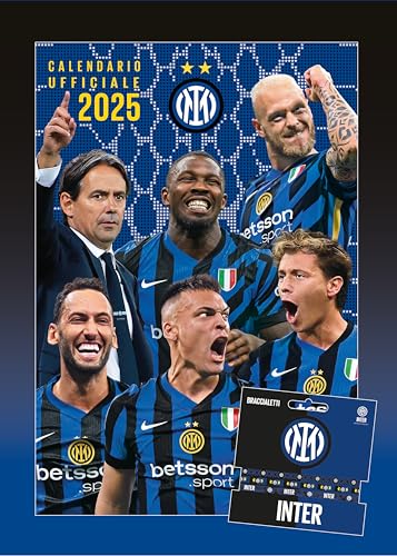 Euro Publishing: Calendario Verticale Inter 2025+ Tris Braccialetti In Silicone - Prodotto Ufficiale - Cm 29X42
