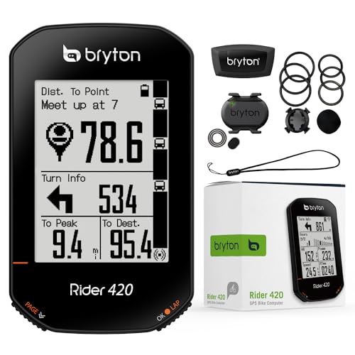 Bryton Rider 420 Sensor Bundle Gps Ciclismo (Cadence+Hrm Sensori Bundle), 35 Ore Di Lunga Durata Della Batteria, Sentiero Bread-By Turn Follow Track
