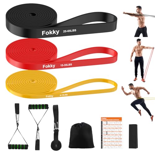 Fokky Elastici Fitness, 3 Elastico, Di Fitness Elastiche Bande, Fascia Elastica Di Resistenza Con Ancore Di Porta, Elastici Uomo Donna Per Stretching 