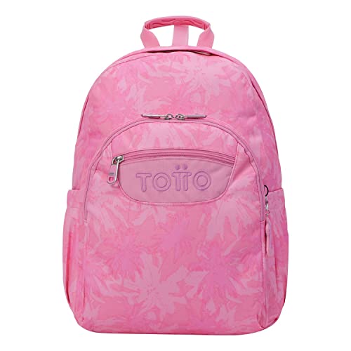 Totto - Zaino Scuola - Acquerelli - Adattabile All'Auto - Colore Rosa - Palme - Spalline A S - Poliestere