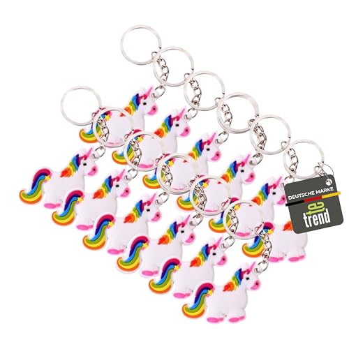 Te-Trend 12 Stück Ciondolo Portachiavi Arcobaleno Unicorno Cavallo Catena Anello Cintura Per Chiavi Arcobaleno Unicorno Bambina Compleanno Mitgebsel