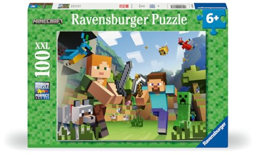 Ravensburger - Puzzle Minecraft, Puzzle 100 Pezzi Xxl, Puzzle Bambini 6 Anni, 49X36Cm