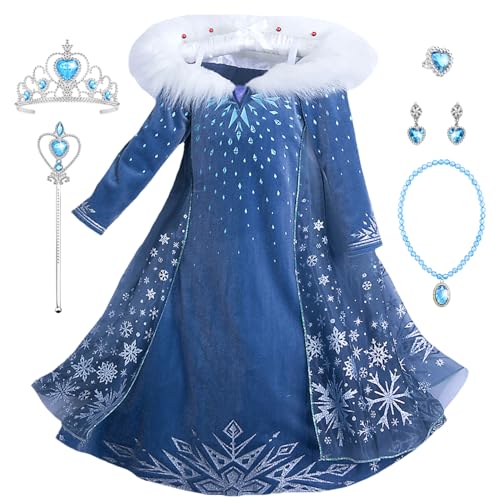 New Front Carnevale Elsa Vestito Set, Costume Blu Vestito Abito Da Principessa Per La Festa Invernale, Bambina Costume Con Colletto Cosplay Abiti Gonn