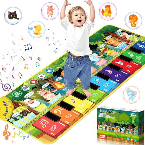 Bgiusqf Tappeto Musicale, Tappeto Musicale Bambini, Bambini Tappetino Per Pianoforte Con 10 Animali, Tappeto Da Danza, Tappeto Musicale Bambini 1 Anno
