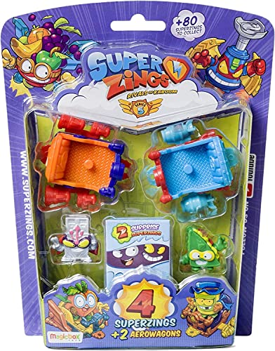 Superzings Serie 5, Aerowagon Blister Pack (Psz5B416In00) Con 4 Figure (1 Argento) E 2 Aerowagon