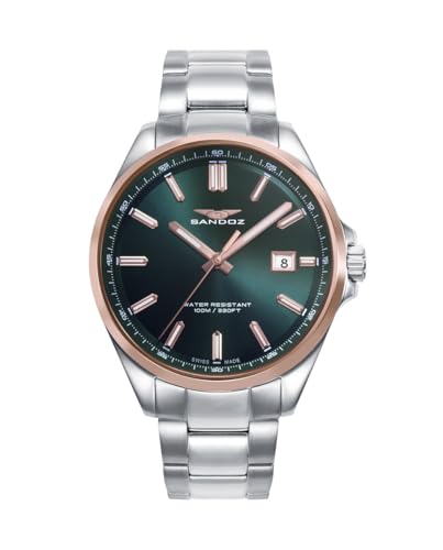 Sandoz Orologio Uomo Acciaio Verde Swiss Made Casuel 83001-67, Bracciale