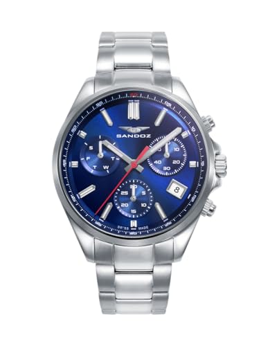 Sandoz Orologio Uomo Swiss Made Acciaio Quadrante Blu 83003-37