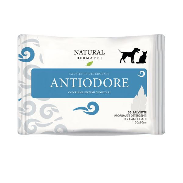 Salviette igieniche detergenti natural derma pet - antiodore - spedizione gratis 1° ordine + scegli lo sconto bzr5 / bzr20