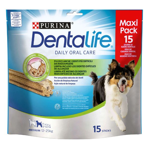 Purina dentalife snack cane igiene orale maxi pack - medium - pack da 15 stick - spedizione gratis 1° ordine + scegli lo sconto bzr5 / bzr20
