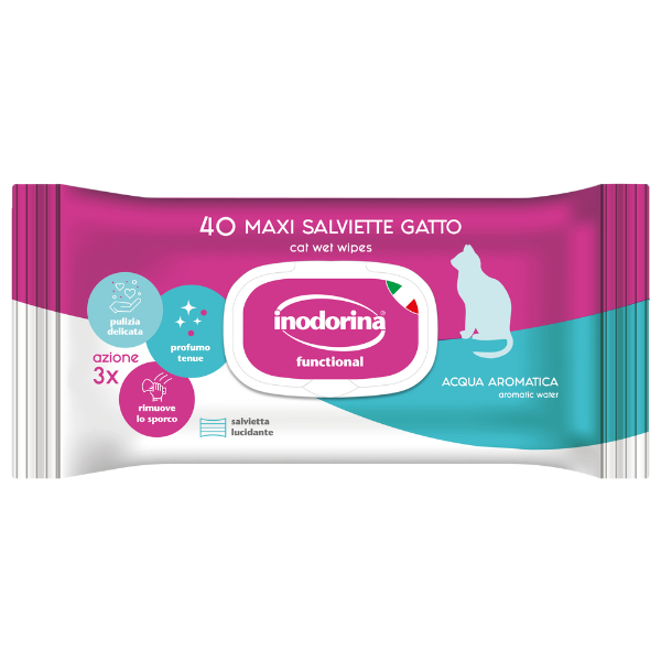 Inodorina funzionale salviette detergenti - 40 pz - acqua aromatica - spedizione gratis 1° ordine + scegli lo sconto bzr5 / bzr20