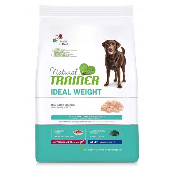 Natural trainer ideal weight adult medium/maxi con carni bianche - 3 kg - croccantini per cani - spedizione gratis 1° ordine + scegli lo sconto bzr5 /