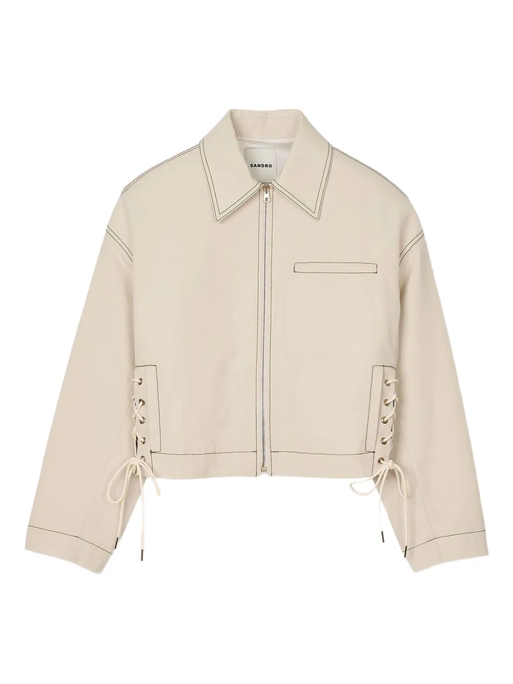 SANDRO lace-up denim jacket - Toni neutri