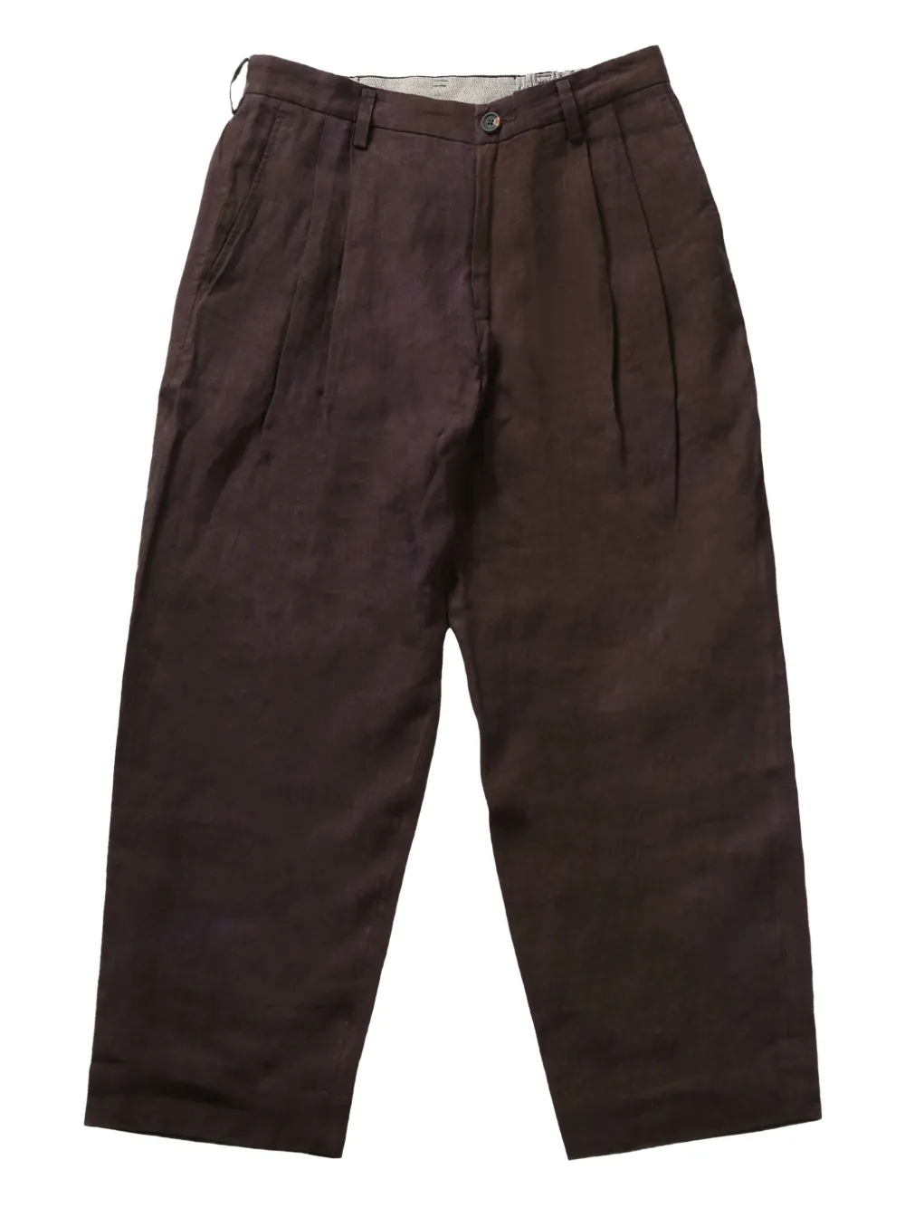 Ziggy Chen pleated linen trousers - Marrone