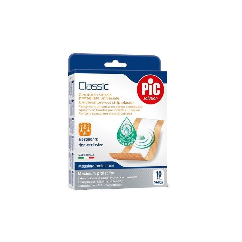Pic Solution - Pikdare Cerotto Pic Classic Striscia 10x8 Cm Antibatterico 10 Pezzi