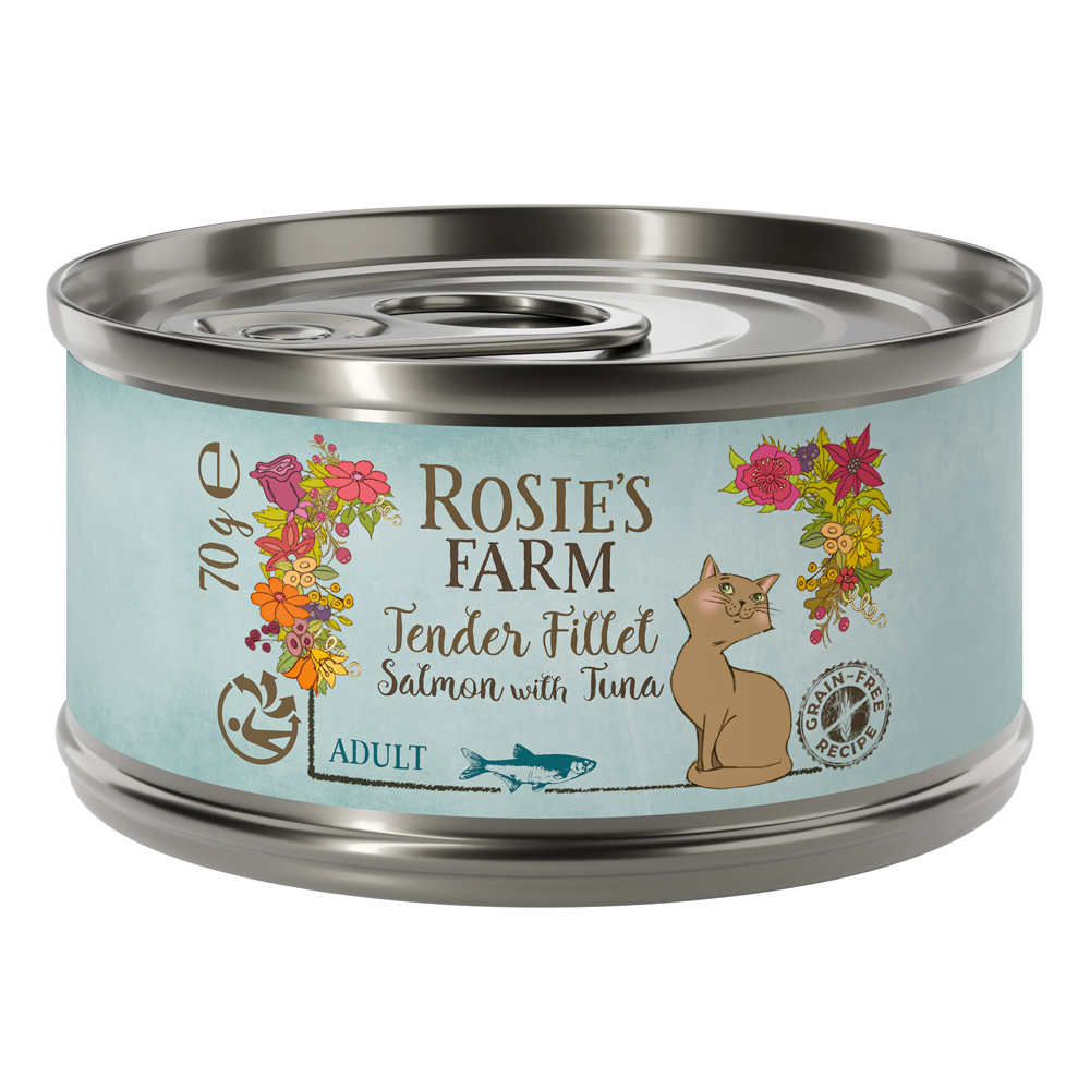 Rosie's Farm Tender Filet 12 x 70 g umido gatto - Salmone con Tonno