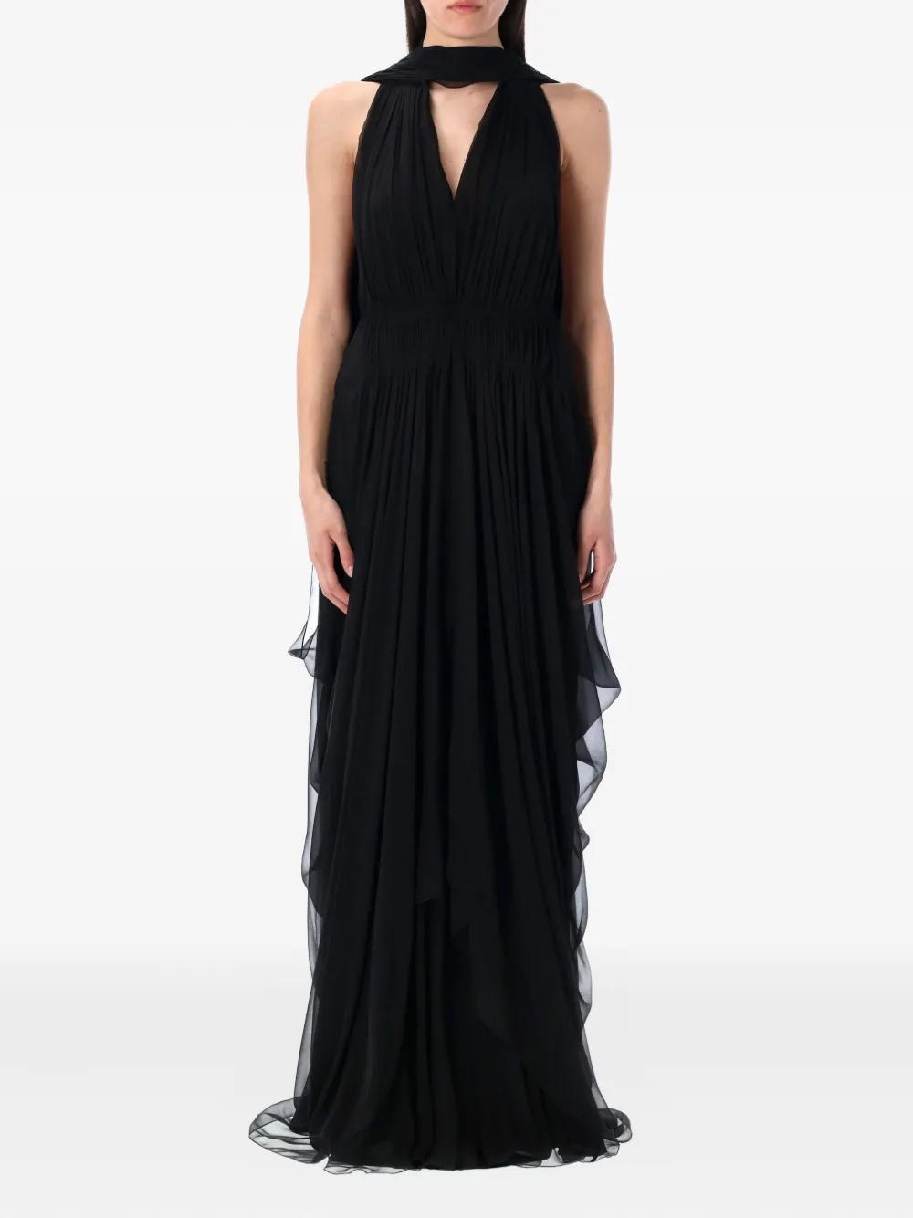 Alberta Ferretti silk chiffon maxi dress - Nero