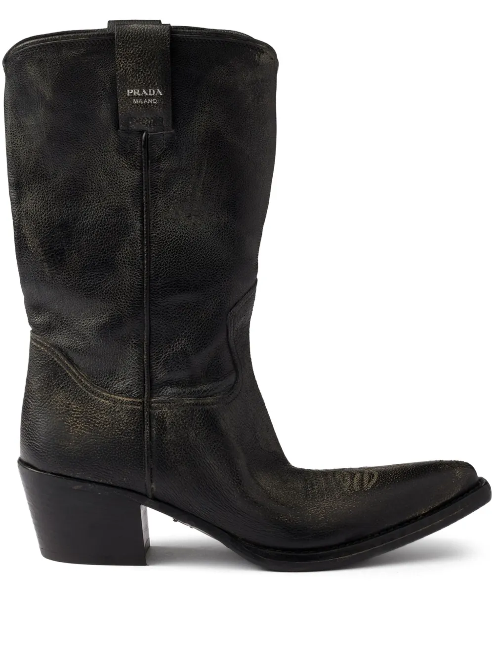 Prada grained leather ankle boots - Nero
