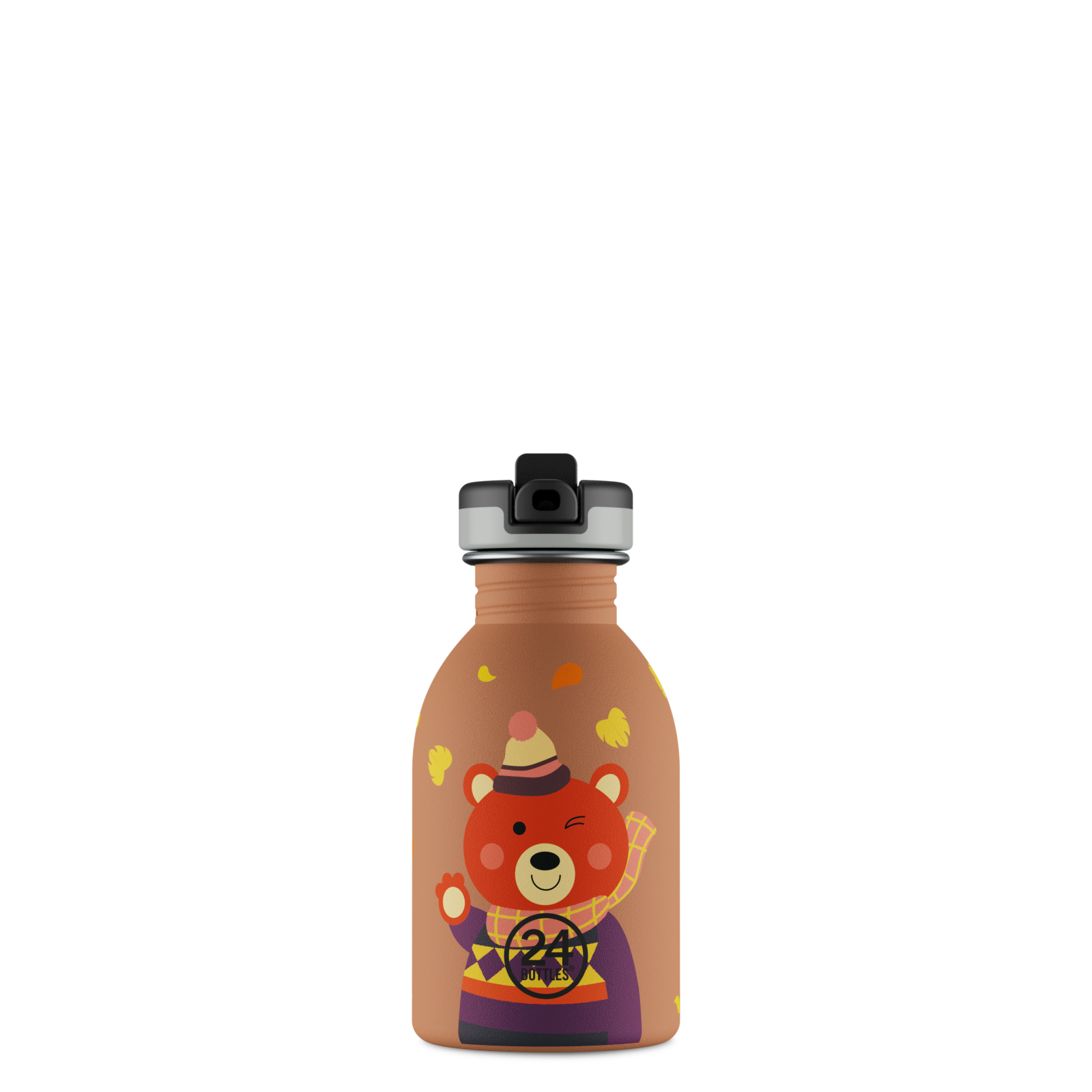 Boraccia per bambini con beccuccio, senza BPA 250 ml, Marrone, Orsetto, Personalizzabile, Kids Bottle Sweet Bear - 24Bottles