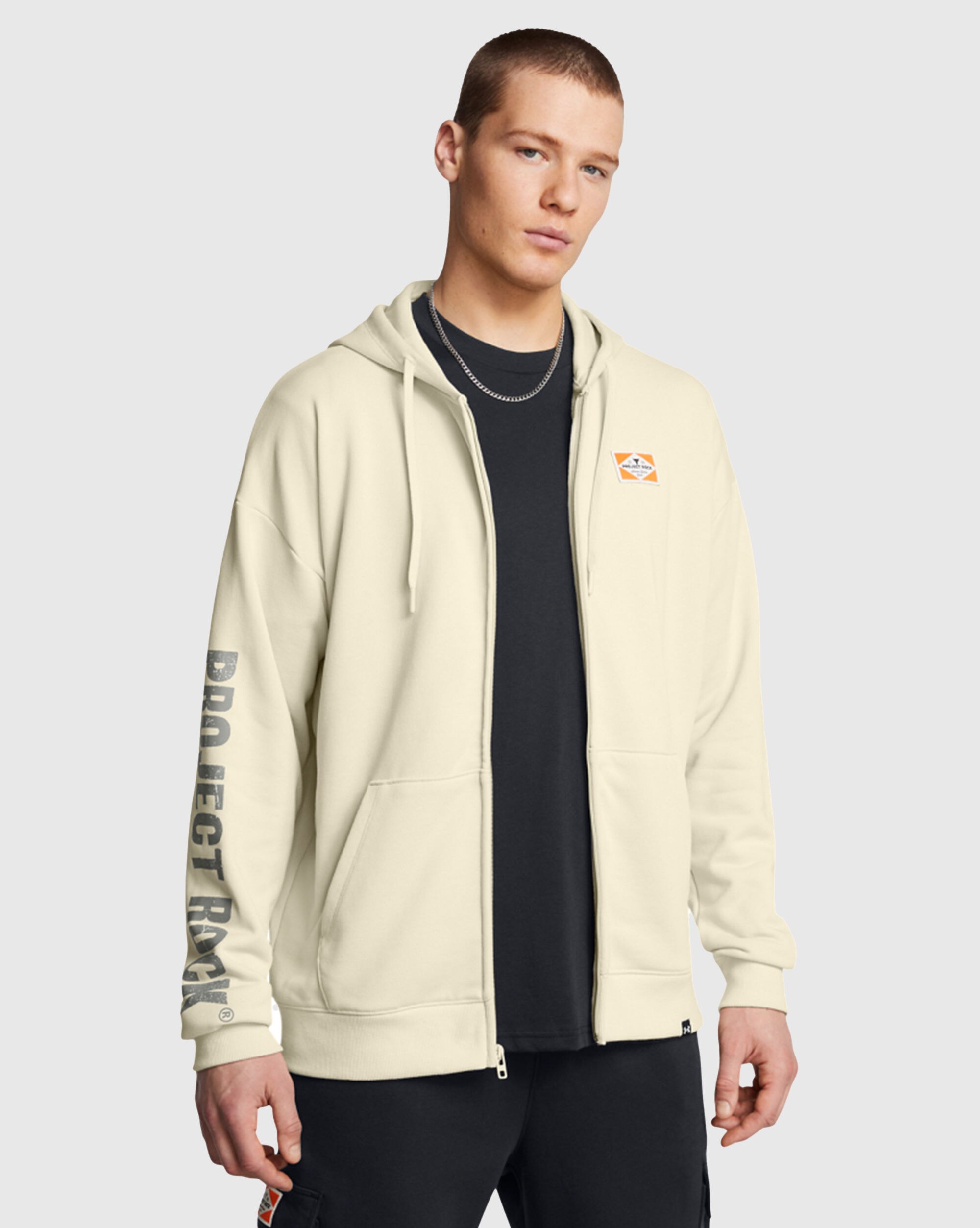 Felpa Full Zip Project Rock Silt Bianco Uomo