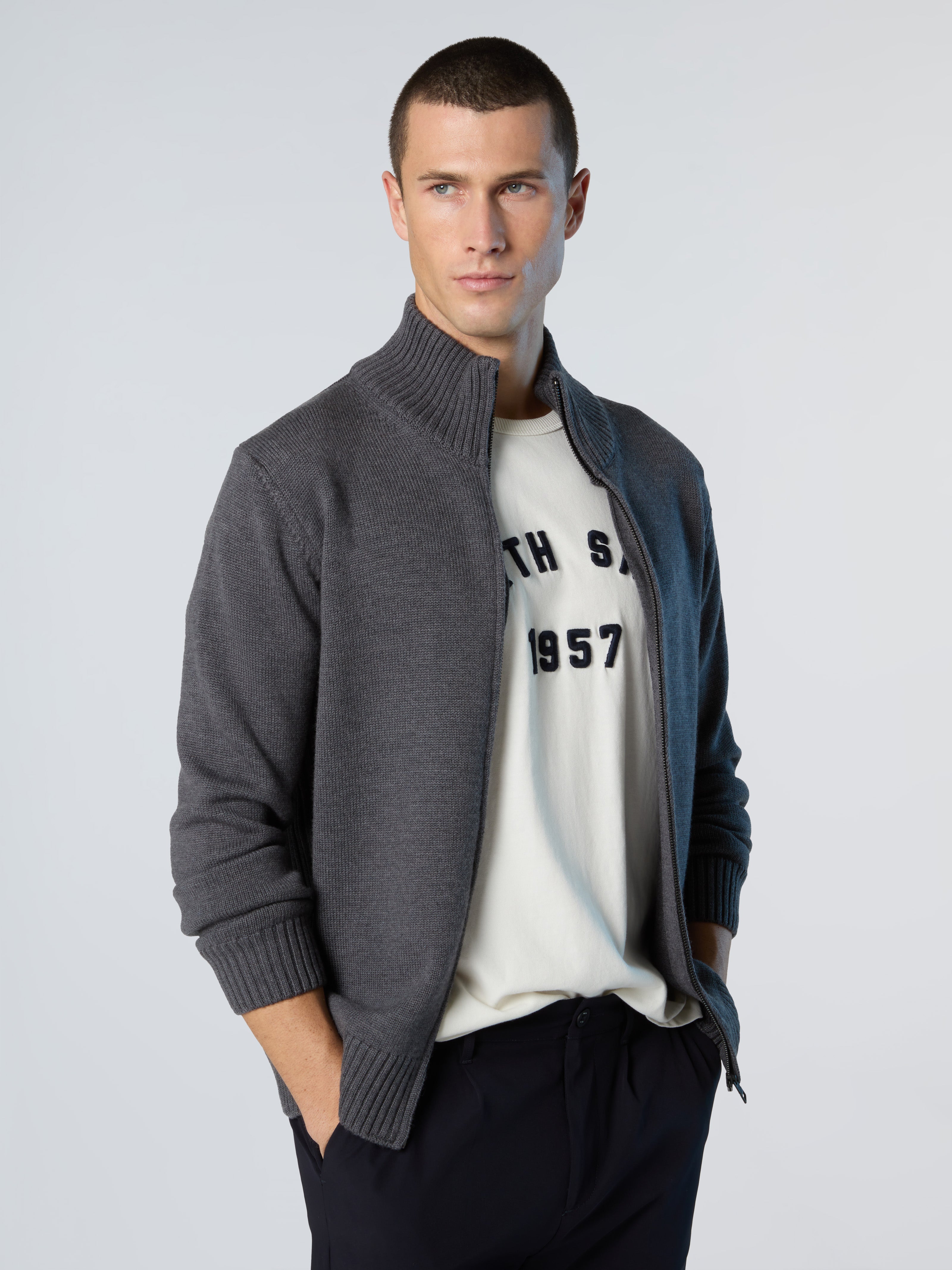 North Sails - Black Sails Cardigan in lana con zip