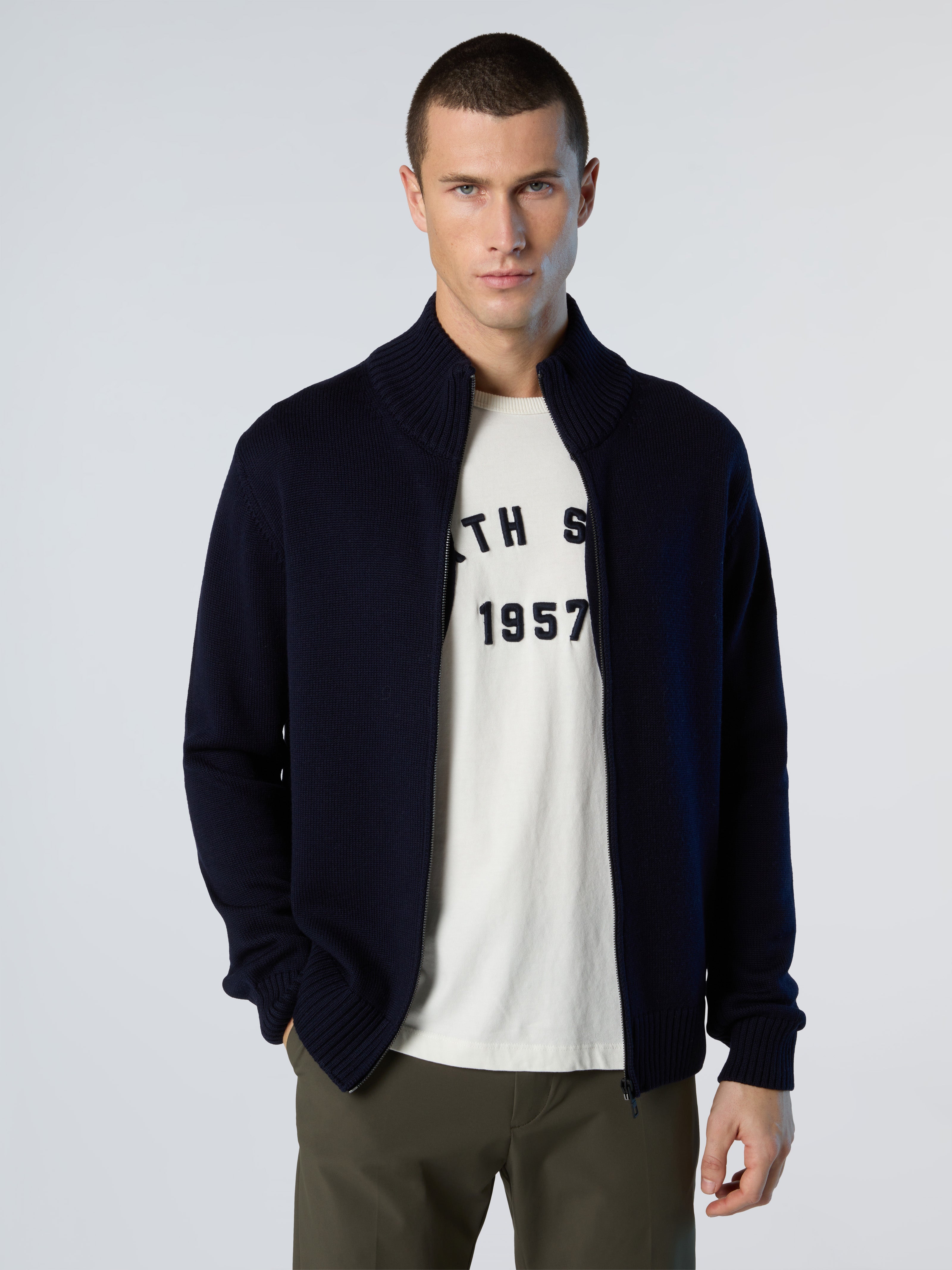 North Sails - Black Sails Cardigan in lana con zip