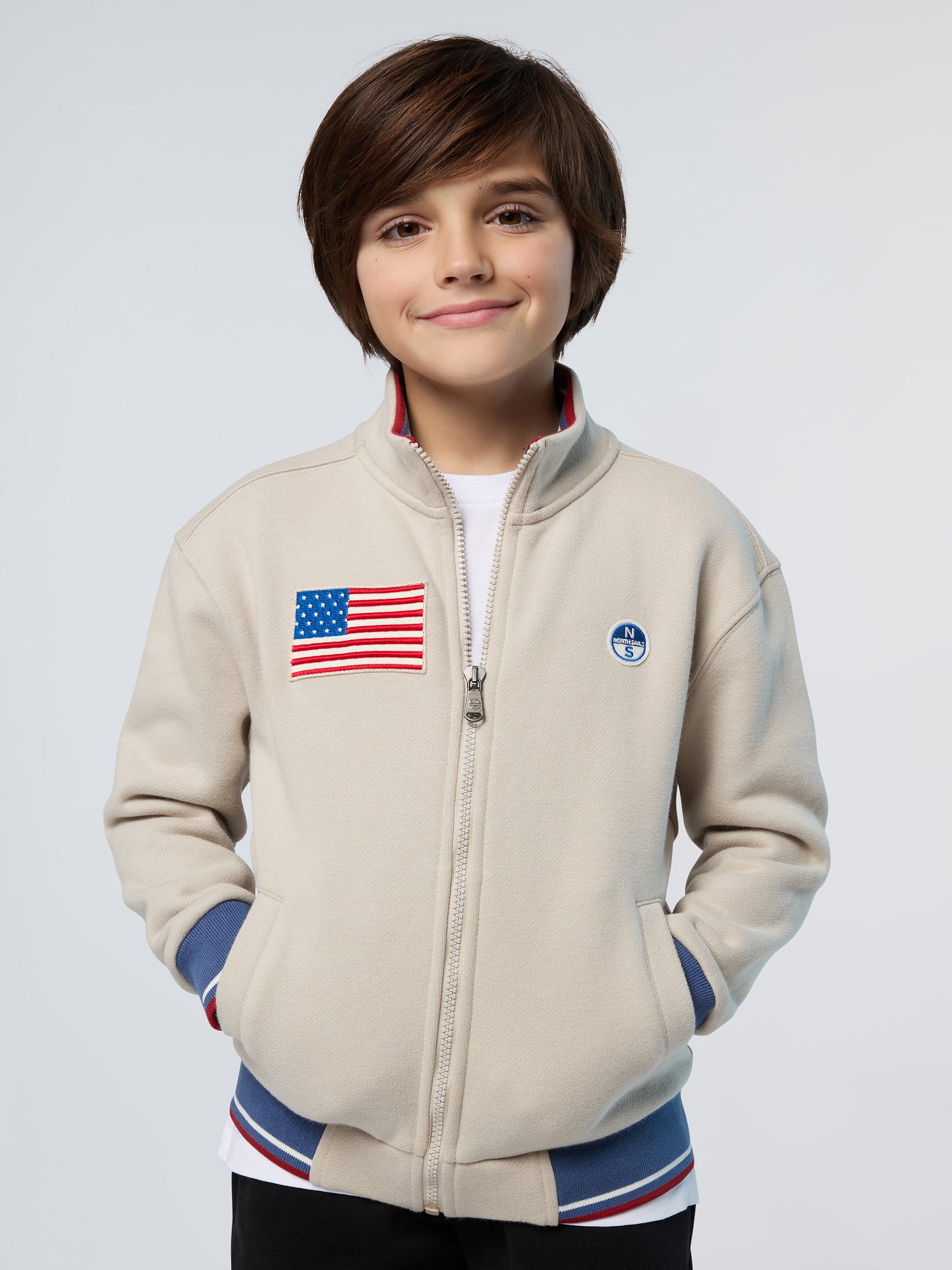 North Sails - Felpa con zip e patch riciclate