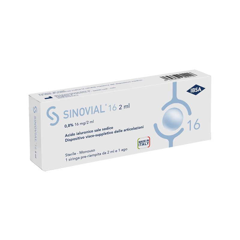 Ibsa Farmaceutici Italia srl - Ibsa Farmaceutici Italia Siringa Intra-articolare Sinovial 16 Acido Ialuronico 0,8% 16 Mg/2 Ml 1 Fs + Ago Gauge 21 1 Pe