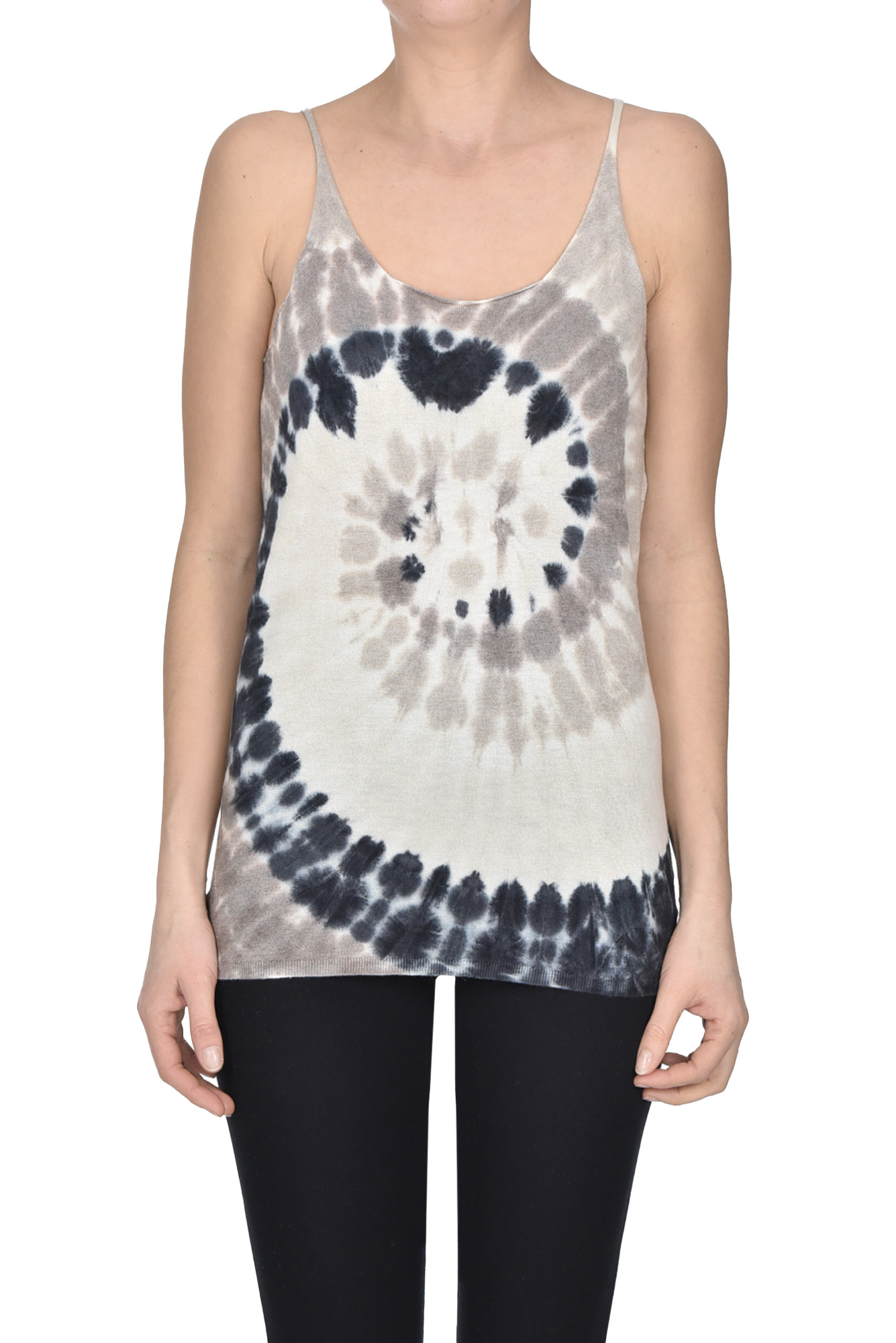 Tank top in seta e cashmere tie dye