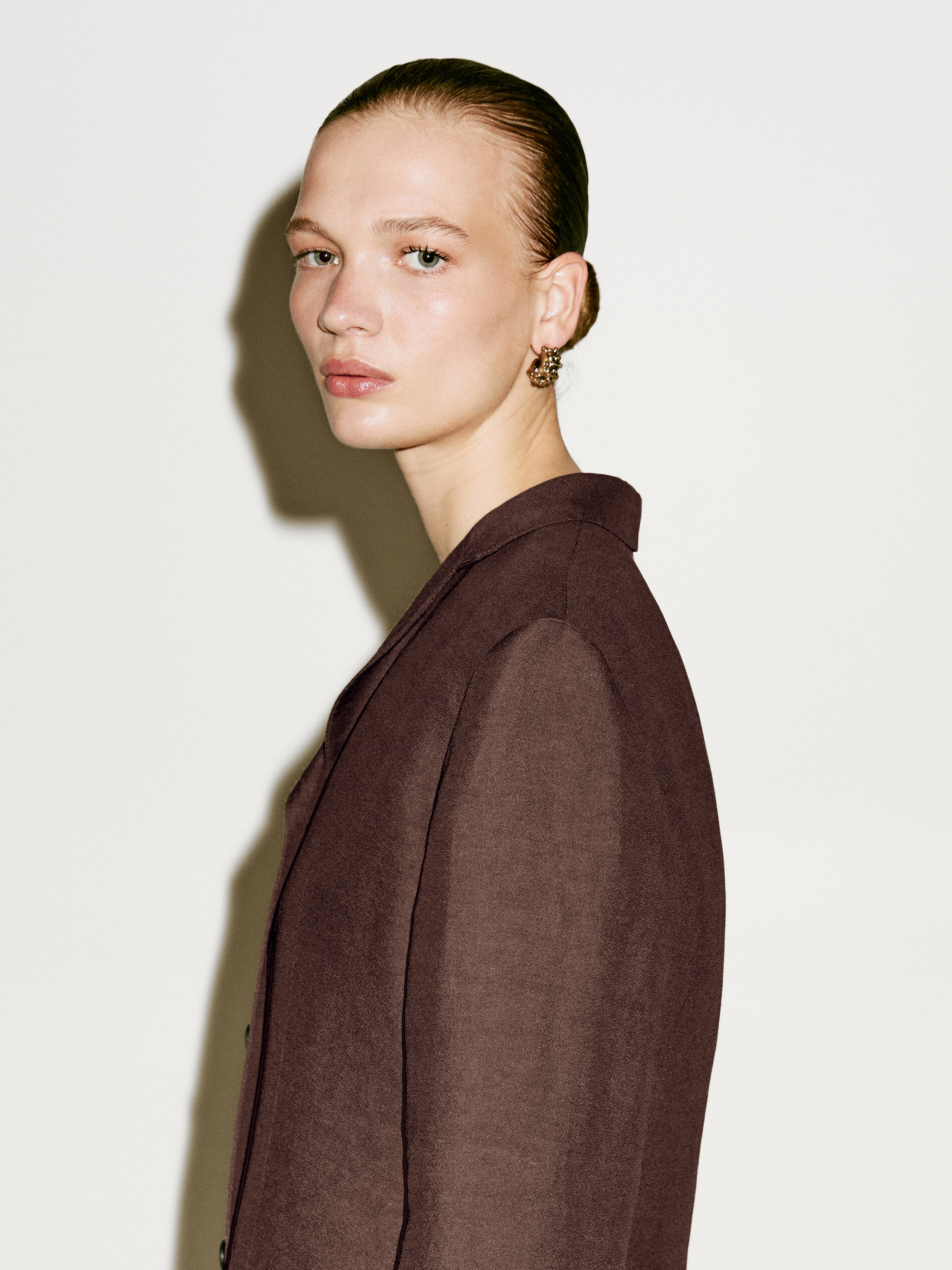 Linen Blend Suit Blazer - Limited Edition - Granata Chiaro - 44 (It 48) - Massimo Dutti - Femminile
