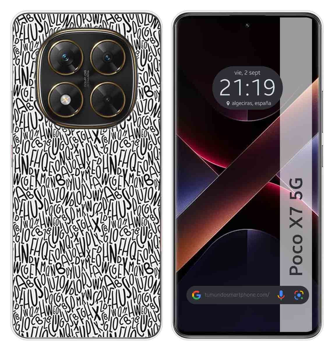 Cover In Silicone Per Xiaomi Poco X7 5G Design Lettere Disegni