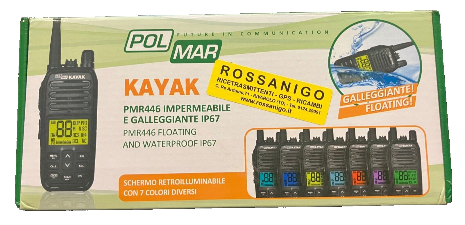 Polmar Kayak Radio PMR446 impermeabile IP67, Ricetrasmittente galleggiante 16+16