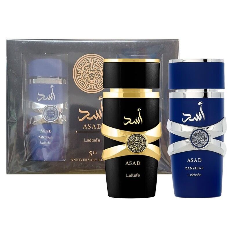 Lattafa Perfumes Asad + Asad Zanzibar set uomo profumo arabo eau de parfum 100ml