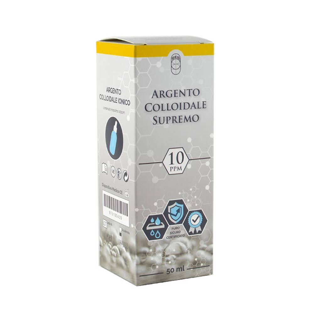 Argento Colloidale Ionico Supremo 10 PPM Dispositivo Medico con Contagocce, 50ml