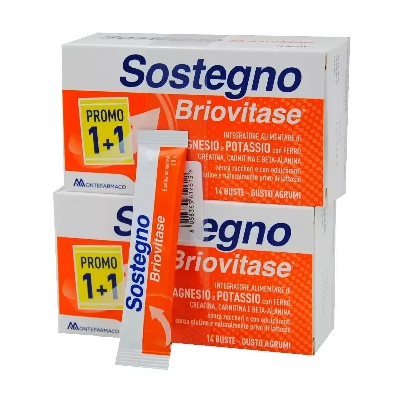 Sostegno Briovitase Gusto Arancia 2 Confezioni 1+1 14 bustine + 14 Bustine