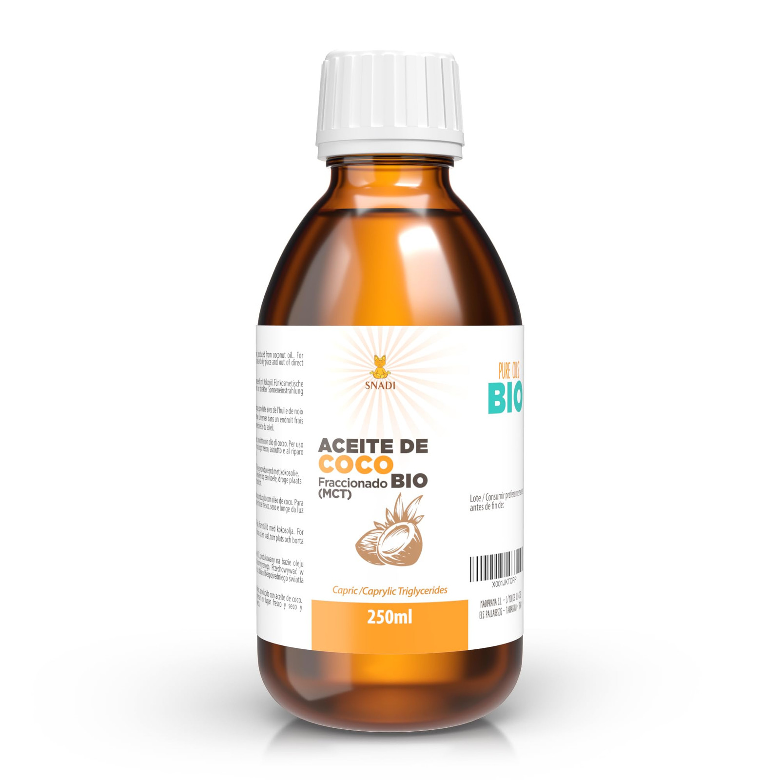 Snadi - Olio di Cocco Frazionato (MCT) Bio 250 ml | 100% Puro e Naturale (y9L)