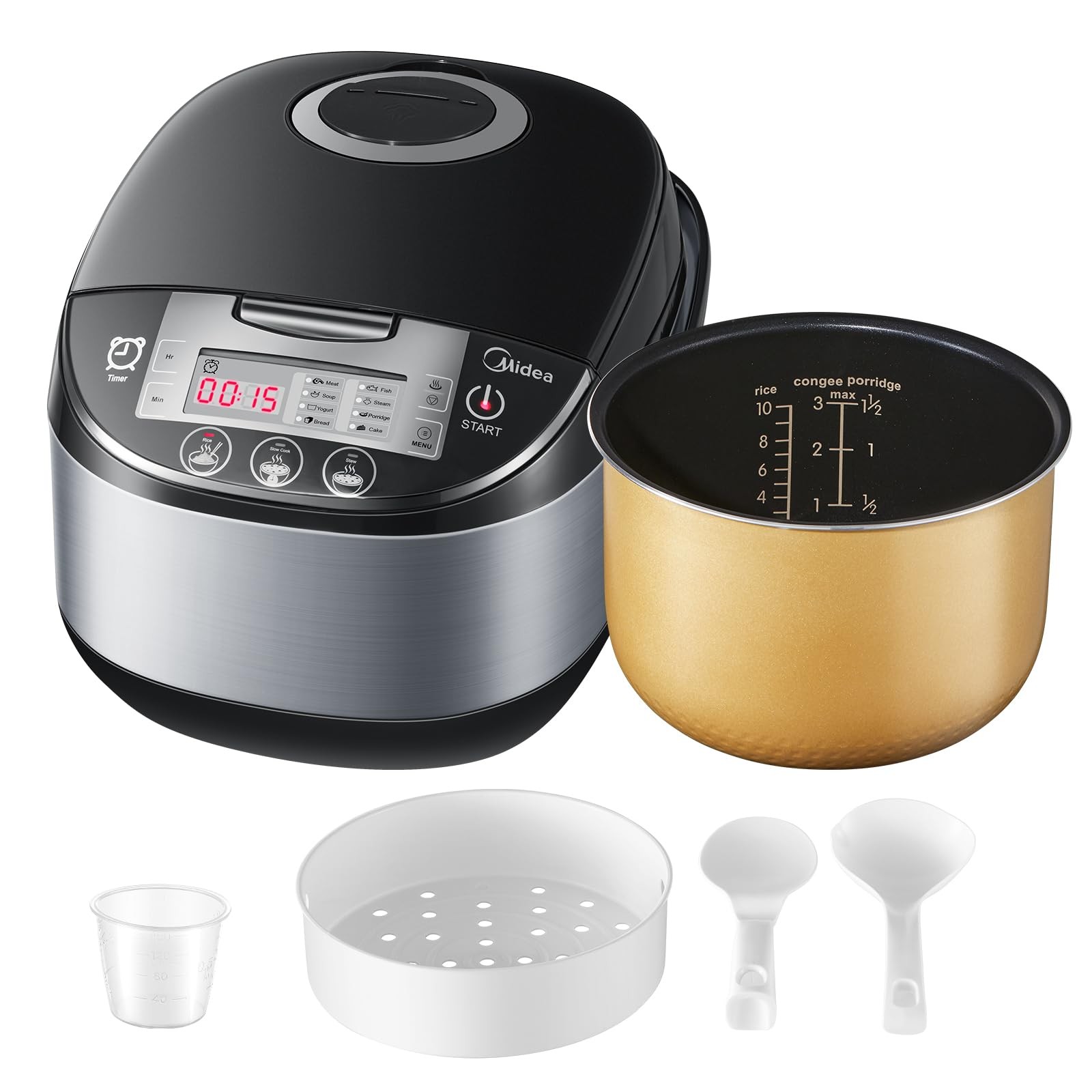 Midea Cuociriso, multicooker con 11 programmi, Rice Cooker da 1,8 l a 10 persone