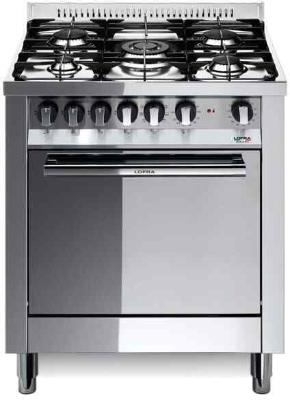 Lofra Cucina a Gas 5 Fuochi con Forno a Gas Ventilato 70x60 cm Inox - M76GV/C