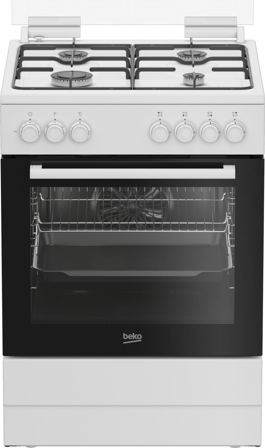 Cucina a Gas con Forno Elettrico 4 Fuochi 60x60 cm Bianco FBE62011WC BEKO