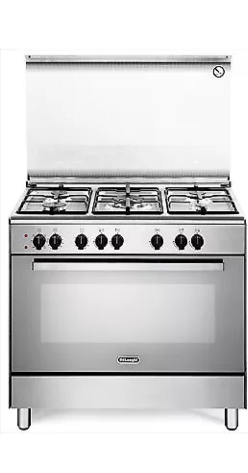 De Longhi Cucina a Gas 5 Fuochi Forno Elettrico Grill 90x60 cm A Inox DEMX96ED