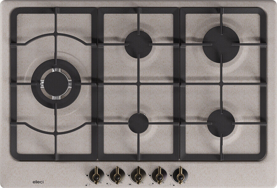 ELLECI Piano Cottura 5 Fuochi a Gas 75 cm colore Avena Country 75 PGCO75151WS
