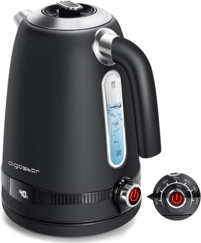 Aigostar Loki - Bollitore Elettrico Temperatura Regolabile 40-100 ℃, Nero